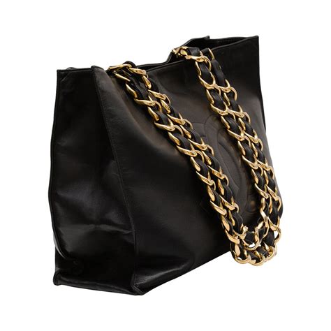 chanel oversized leather chain handbag|chanel leather tote handbags.